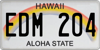 HI license plate EDM204