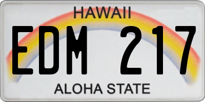 HI license plate EDM217