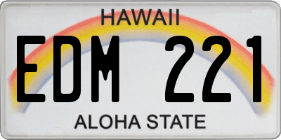 HI license plate EDM221