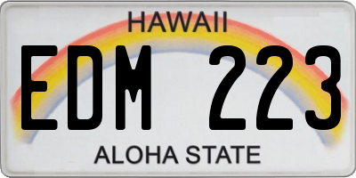 HI license plate EDM223