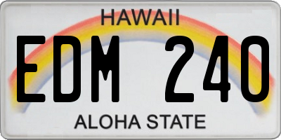 HI license plate EDM240