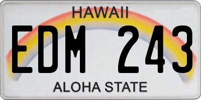 HI license plate EDM243