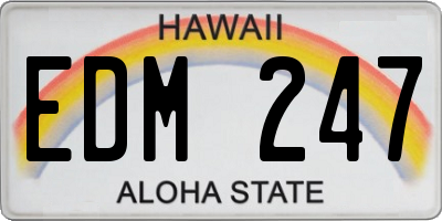 HI license plate EDM247