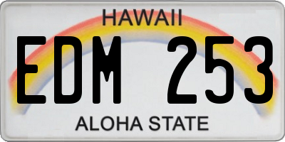 HI license plate EDM253