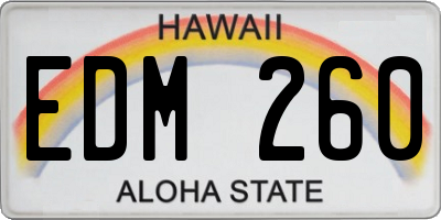 HI license plate EDM260