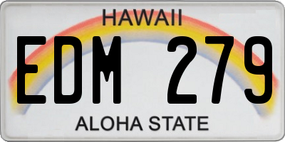 HI license plate EDM279