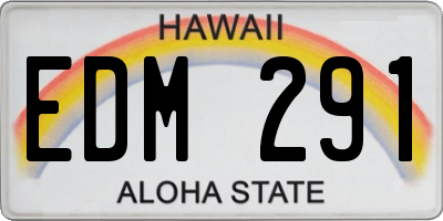 HI license plate EDM291