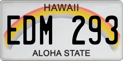 HI license plate EDM293