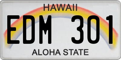 HI license plate EDM301