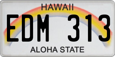 HI license plate EDM313