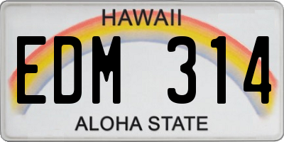 HI license plate EDM314