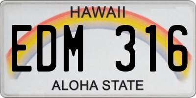 HI license plate EDM316