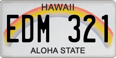 HI license plate EDM321