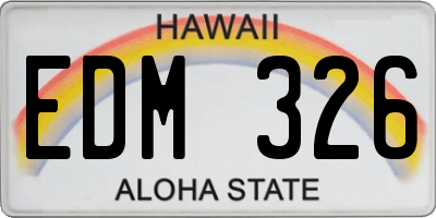 HI license plate EDM326