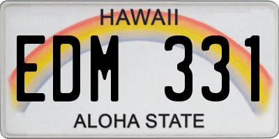 HI license plate EDM331