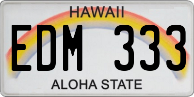 HI license plate EDM333