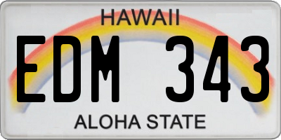 HI license plate EDM343