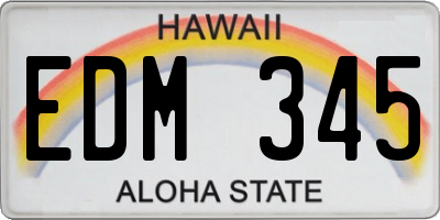 HI license plate EDM345