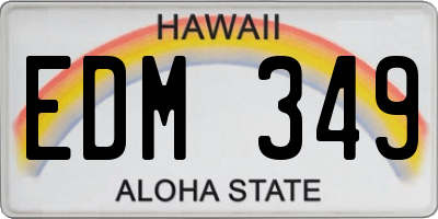 HI license plate EDM349