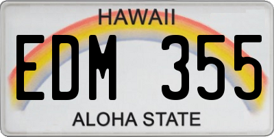 HI license plate EDM355