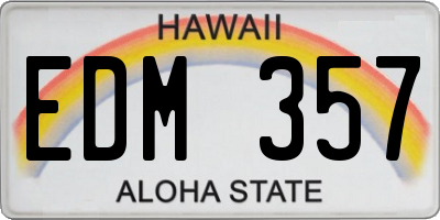 HI license plate EDM357