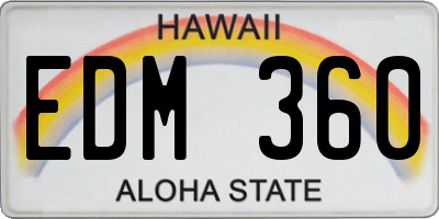 HI license plate EDM360