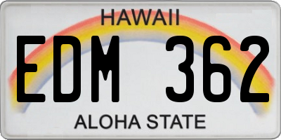 HI license plate EDM362