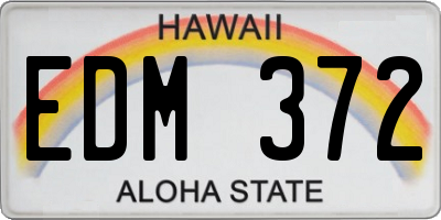 HI license plate EDM372