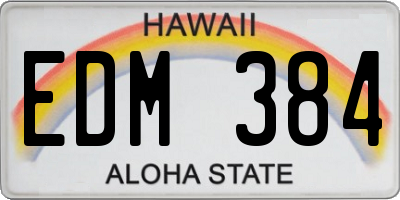 HI license plate EDM384