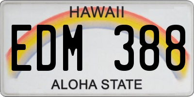 HI license plate EDM388