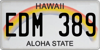 HI license plate EDM389