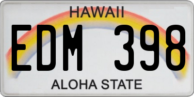 HI license plate EDM398