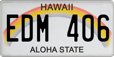 HI license plate EDM406