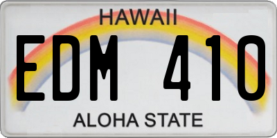 HI license plate EDM410