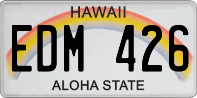 HI license plate EDM426