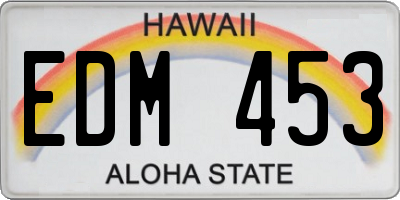 HI license plate EDM453