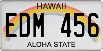 HI license plate EDM456