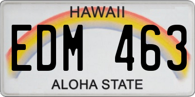 HI license plate EDM463