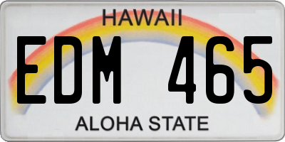 HI license plate EDM465