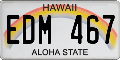 HI license plate EDM467