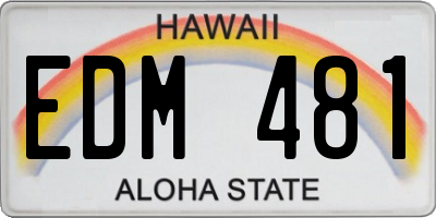 HI license plate EDM481