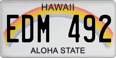HI license plate EDM492