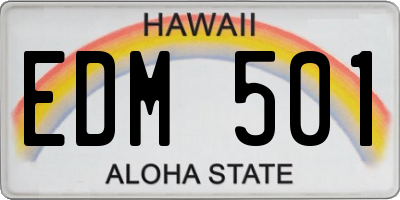 HI license plate EDM501