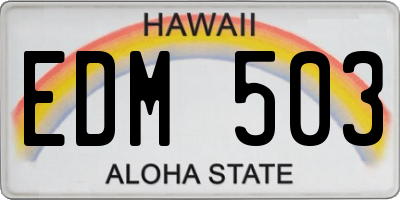 HI license plate EDM503