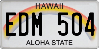 HI license plate EDM504