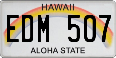HI license plate EDM507