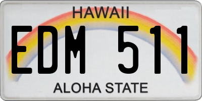 HI license plate EDM511