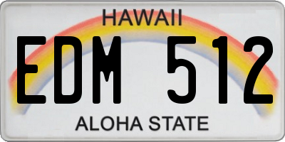 HI license plate EDM512