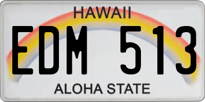 HI license plate EDM513