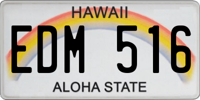 HI license plate EDM516